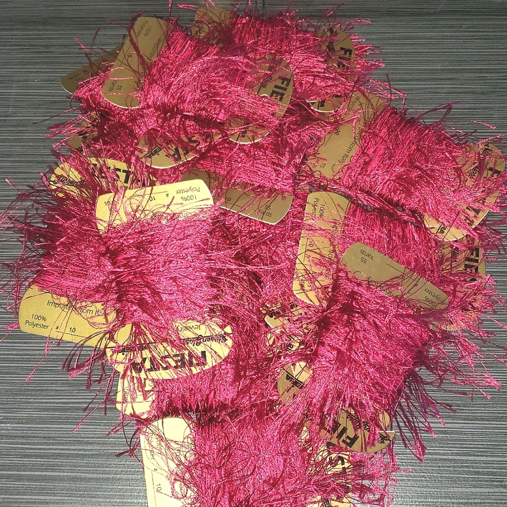 Fiesta Glissen Gloss 14 Skeins of #10 Color Pink Jewelry & Craft Yarn